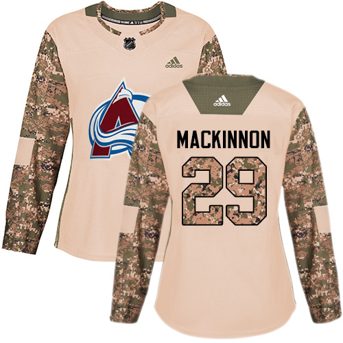 Adidas Avalanche #29 Nathan MacKinnon Camo Authentic Veterans Day Women's Stitched NHL Jersey